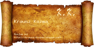 Krausz Kozma névjegykártya
